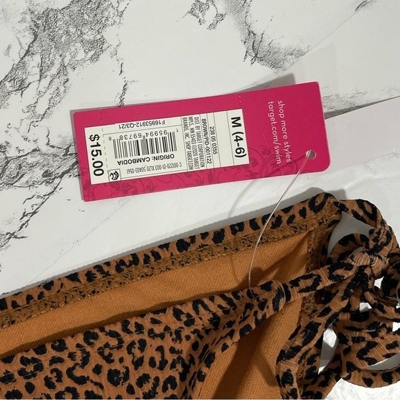 NWT Xhilaration Juniors Ribbed String Hipster Bikini Bottom Animal Print - Picture 4 of 8